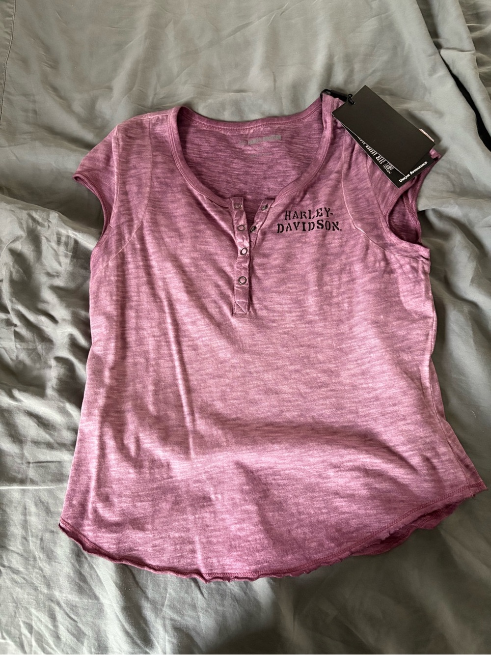 Harley-Davidson Women’s Heathered Pink Henley Tank Top